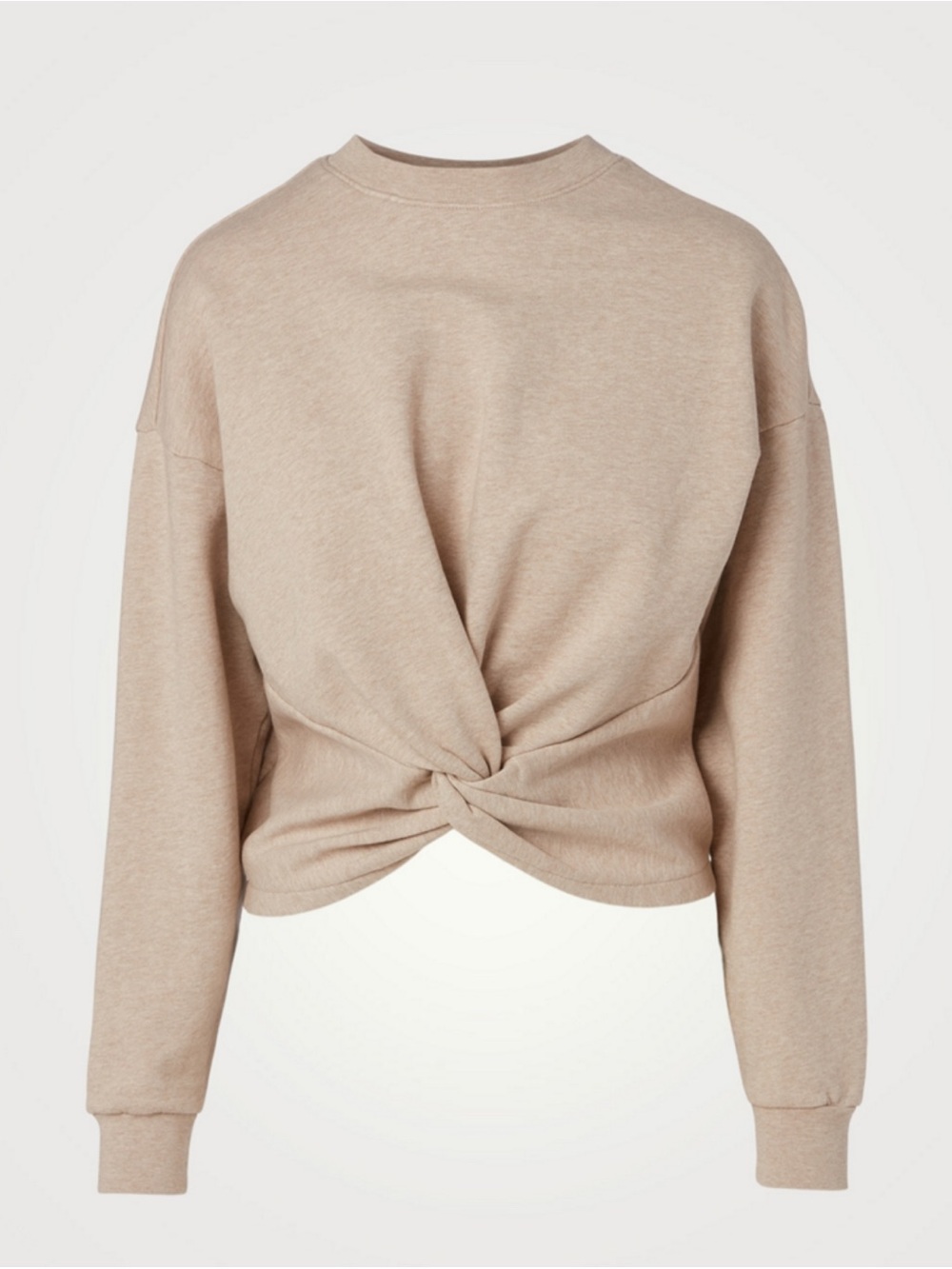 Frame 100% Cotton Twist-Front Sweatshirt in Oatmeal Heather